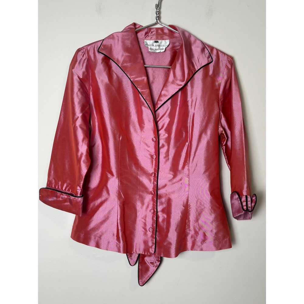 Marisa Baratelli Womens Thai Silk Blouse M Dressy Business Cocktail Wedding - Picture 11 of 11